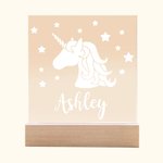 Personalisierte Fantasy Einhorn Nachtlicht für Kinder eingraviert Name
