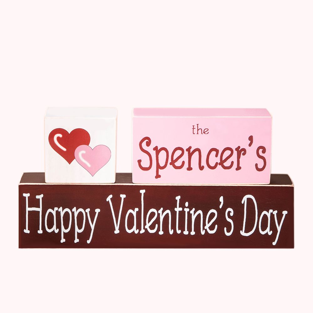 Valentines Day Decor Personalised Wood Blocks