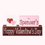 Ornements Triple Pavés Droits en Bois Décor Personnalisé avec Nom ou Texte Motif de Cœur Cadeau de Saint-Valentin pour Couple