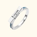 Personalized Stackable Bar Sterling Silver Rings with Engraved Name Birthday for Her