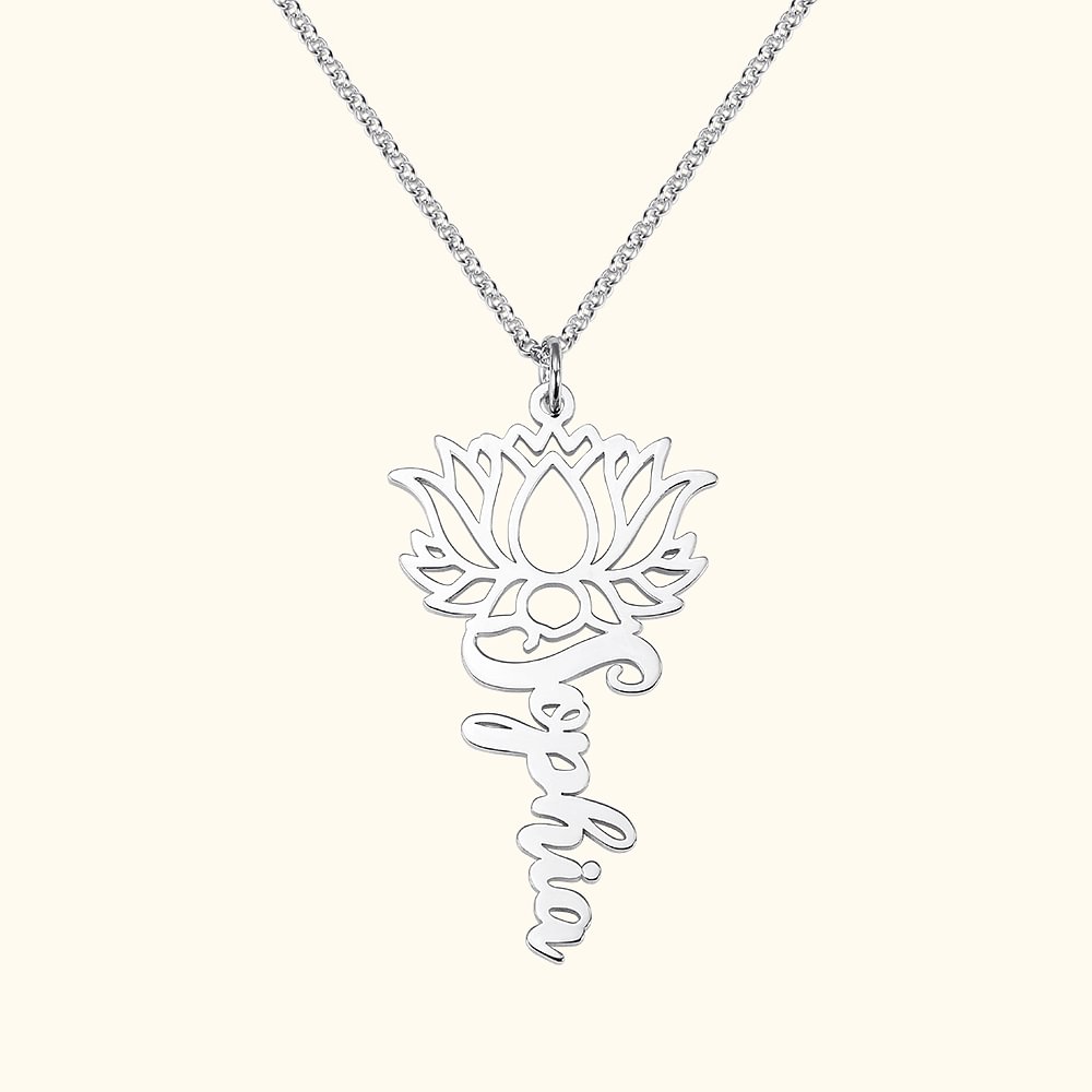 Gifts Yogis Personalised Lotus Faith Yoga Name Necklace