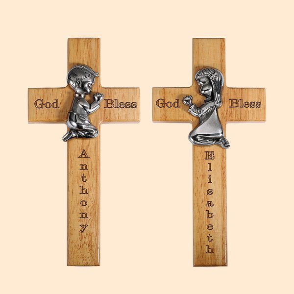 Wood Blessing Cross First Communion Baptism for Children