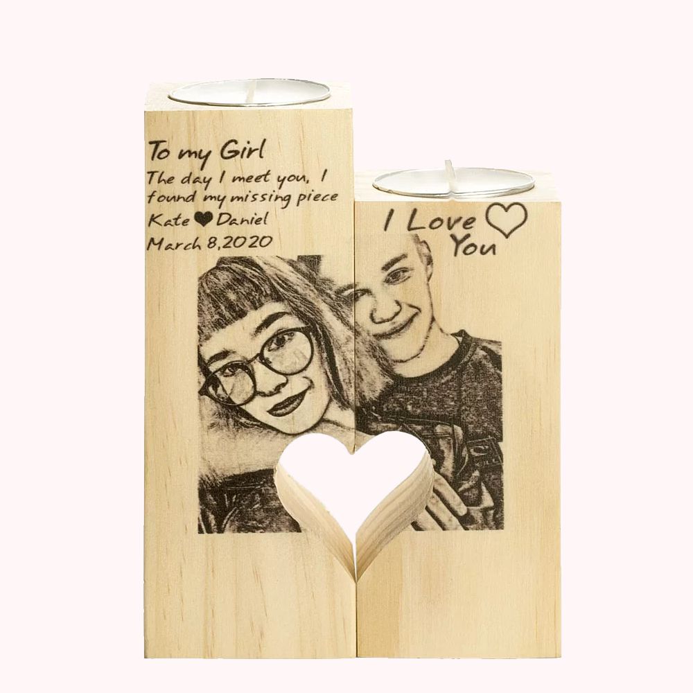 To My Heart Photo Candle Holder Valentine Candle Valentine Gift Her
