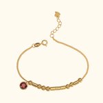 Bracelet Personnalisé avec Breloque en Code Morse et Pierre de Naissance Cadeau Anniversaire Fête des Mères pour Femme