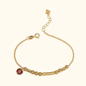 Bracelet Personnalisé avec Breloque en Code Morse et Pierre de Naissance Cadeau Anniversaire Fête des Mères pour Femme
