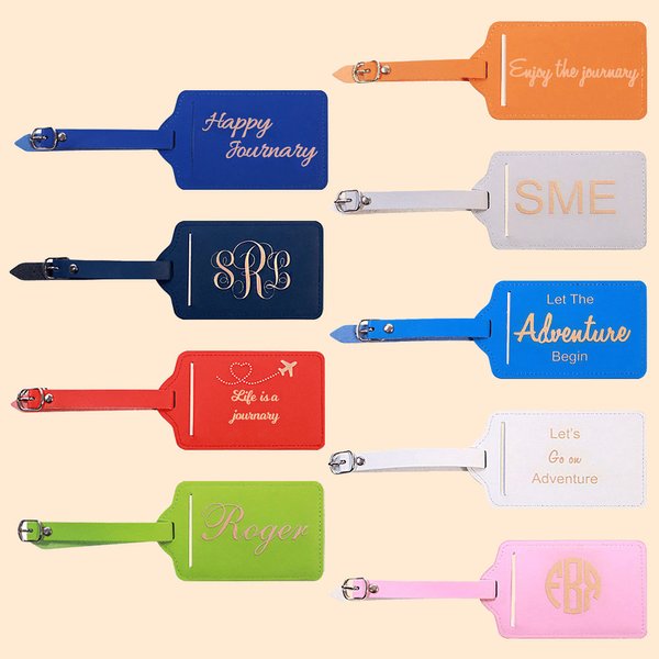 Nome e monogramma in pelle Etichetta per bagagli Etichette per borse | Callie