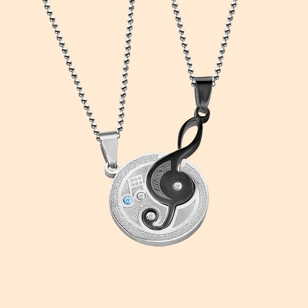 Collana di coppia personalizzata con pietre e colori musicali