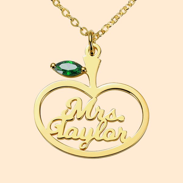 Geboortesteen Appel Naam Ketting
