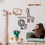 Spersonalizowany drewniany znak imienia Safari Dekoracja ścienna do pokoju dziecięcego