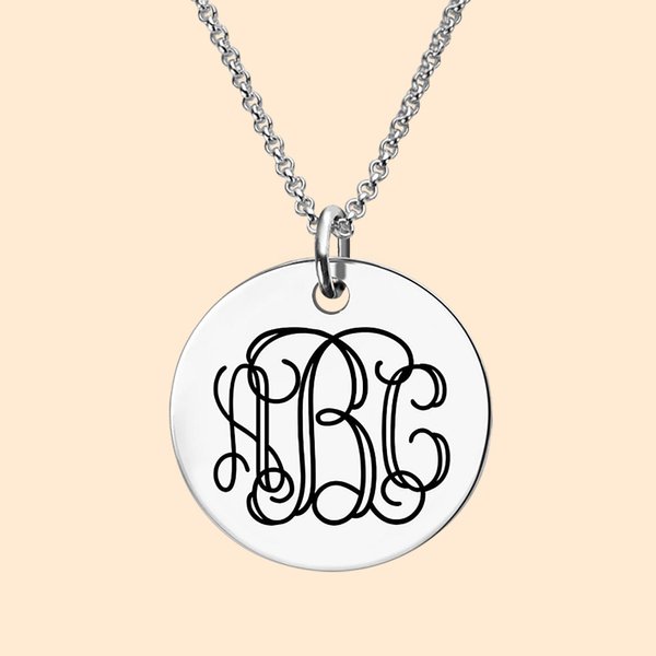 Collar Monograma Disco Grabado Plata de Ley| Callie