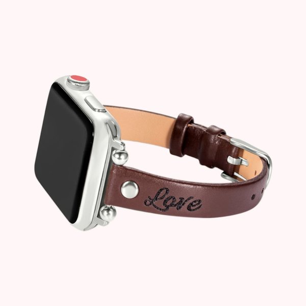 Bracelet en cuir mince personnalisé pour Apple Watch
