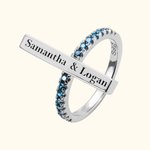 Engraved Bar Ring for Women with Accents