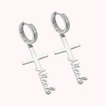 Boucles d'Oreilles Prénom Pendantes en Forme de Croix