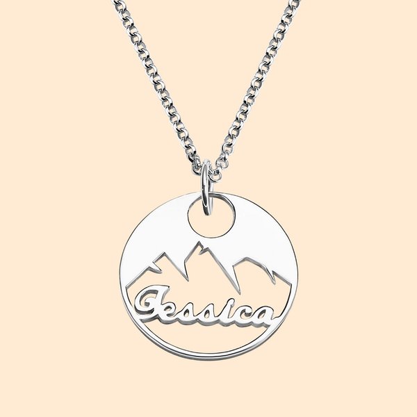 The Mountains Are Calling Name Necklace Mountain Climbing Hiking Necklace | Callie
