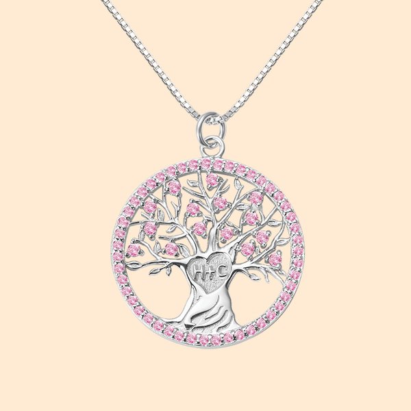 Collar personalizado Birthstone Heart Tree