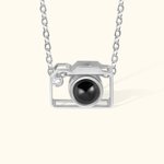 Gepersonaliseerde Camera Foto Sterling Zilver Projectie Ketting met Zirkoon Verjaardag Verjaardagscadeau voor vrouwen