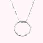 Collier d'Argent Grauvre Personnalisée Pendentif Anneau Gravé à l'Intérieur Cadeau pour Femme Homme