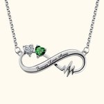 Collana Infinity con incisione del battito cardiaco e pietre di nascita