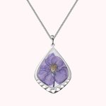Collier Personnalisé Fleur de Naissance Collier en Goutte Fleur Séchée Cadeau Anniversaire Saint-Valentin Fête des Mère pour Elle