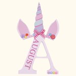 Personalised Fantasy Unicorn Style Wooden Letter with Name Bedroom Decor Gift for Kids