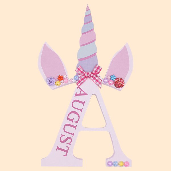 Personalised Fantasy Unicorn Style Wooden Letter with Name Bedroom Decor Gift for Kids