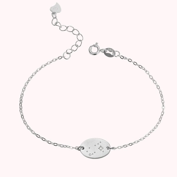 Bracelet Constellation du Zodiaque en Argent Avec Chaîne Réglable