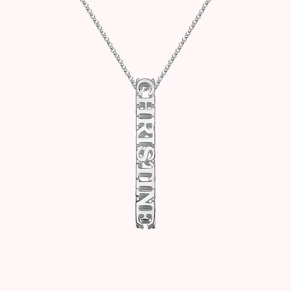Collier de Barre Personnalisé avec Prénom Sculpté 3D Cadeau Anniversaire pour Femme