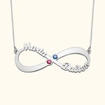 Collar Infinito de Amor con 2 Nombres y Piedras de Nacimiento