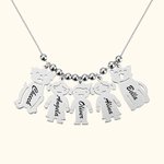 Collier Famille Personnalisé avec Gravure Prénom et 1-5 Pendentifs en Forme de Enfant Chien Chat Cadeau Fête des Mères pour Femme