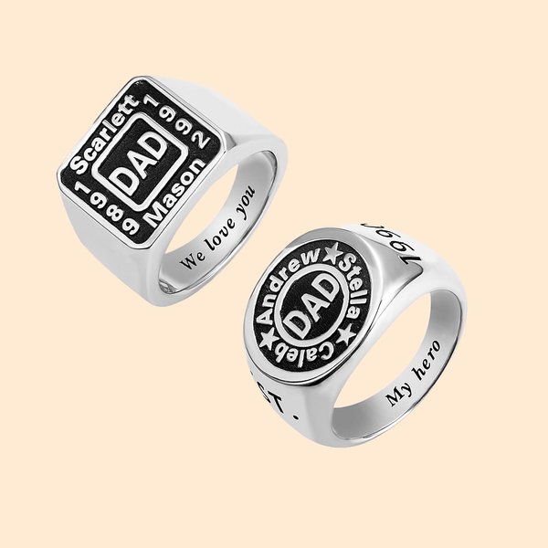 Custom Daddy Name Ring in Silver