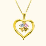Collier en Cœur Personnalisé avec 1-8 Prénoms Gravés et Pierres de Naissance Collier d'Argent pour Maman Cadeau Anniversaire Fête des Mères