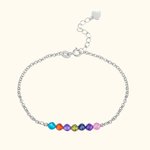 Bracciale personalizzato da donna in argento sterling con pietre di nascita della famiglia