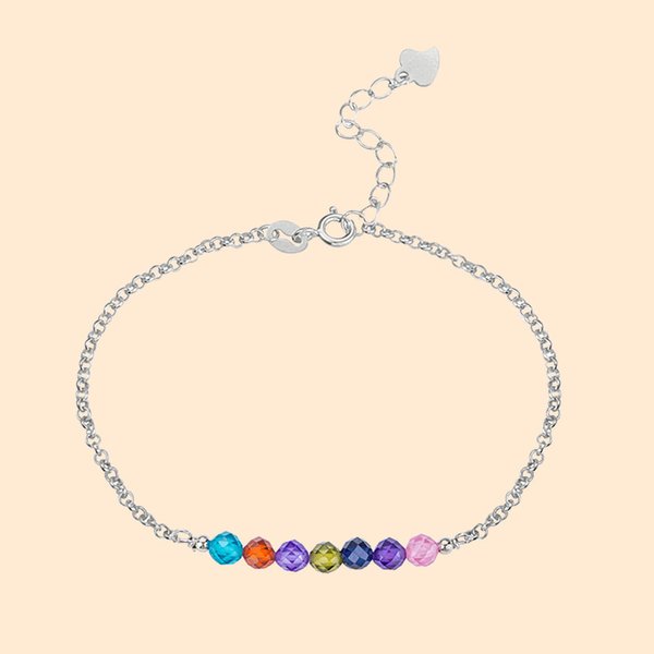 Bracciale personalizzato da donna in argento sterling con pietre di nascita della famiglia