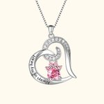 Pendentif Cœur Personnalisé avec Pierres de Naissanc en Forme de Patte Chien Cadeau Fête de Mères Anniversaire pour Femme