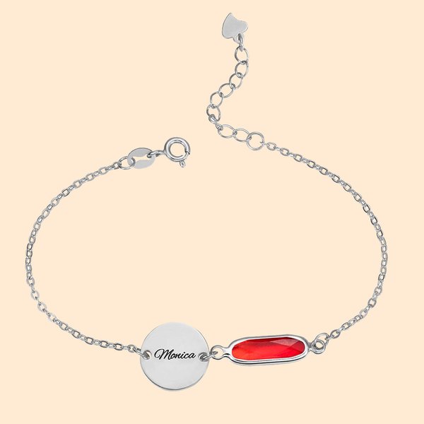 Bracciale con incisione personalizzata della pietra di nascita