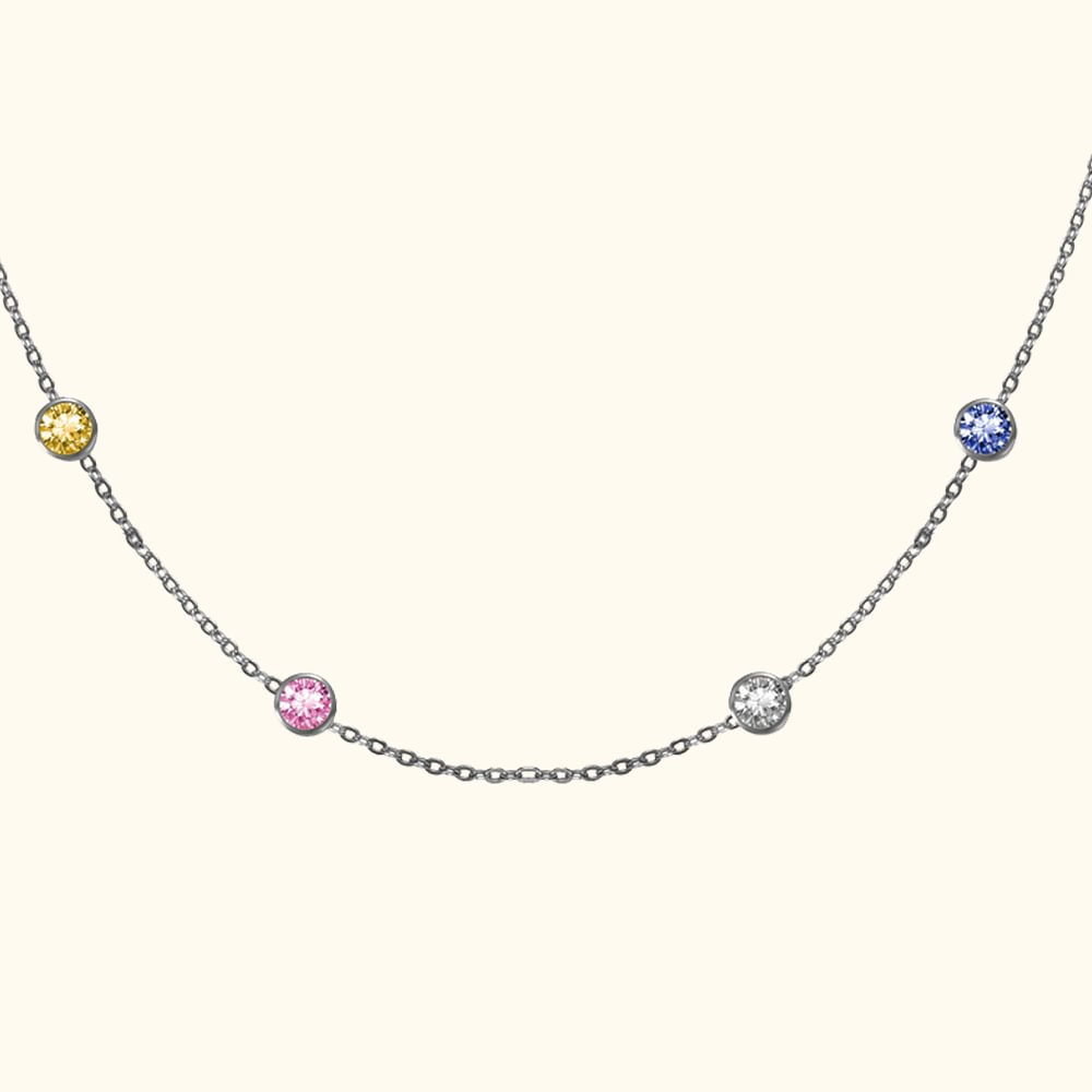 Personalisierte Sterlingsilber 1-10 Geburtssteine Halskette