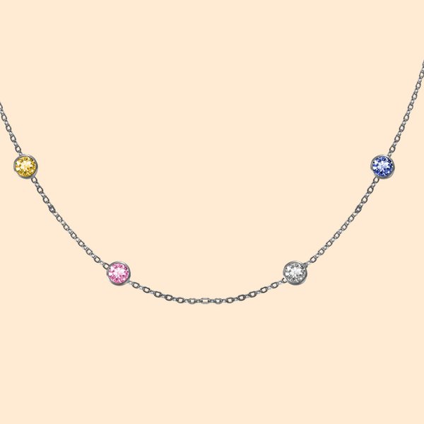 Collar personalizado de plata de ley 1-8 piedras de nacimiento