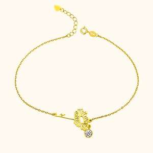 Bracelet Personnalisé avec Breloques Pierre et Fleur de Naissance Cadeau de Fête des Mères Anniversaire de Mariage pour Femme