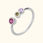 Anello minimalista aperto con pietre di nascita impilate su ordinazione