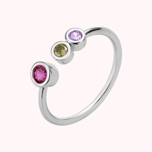 Benutzerdefinierte zierliche Stacking Birthstone Open Minimalist Ring