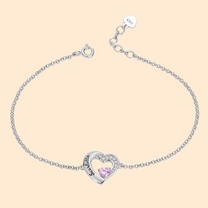 Damenarmband mit individuellem Herz Geburtsstein und Name