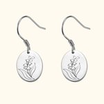 Pendientes Personalizados Mes de Nacimiento Flor con Grabado en la Parte Posterior