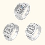 Personalisierte eingraviert Unisex Sterling Silber Initial Signet Ring Geburtstag Geschenk für Familie