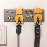 Personalized Cute Puppy Butt Tail Hook Wooden Dog Leash Holder Wall Hanger with Name and Paw Print Birthday Housewarming Gift for Pet Owners