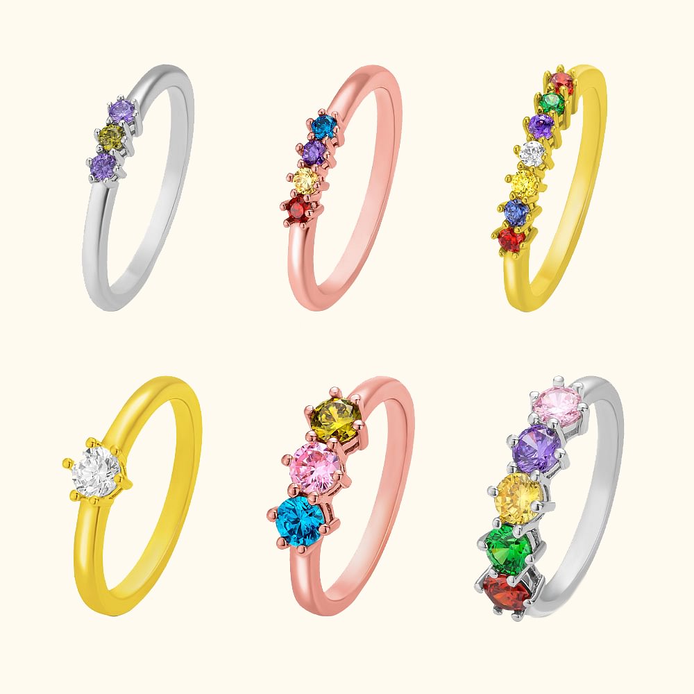 Eleganter Ring mit mehreren Geburtssteinen für Damen