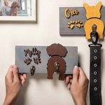 Personalized Cute Puppy Butt Tail Hook Wooden Dog Leash Holder Wall Hanger with Name and Paw Print Birthday Housewarming Gift for Pet Owners