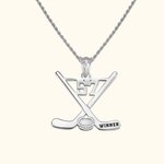 Pendentif Homme en Argent Personnalisé avec Gravure Texte et Numéro Cadeau pour Amateur de Hockey sur Glace