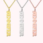 Collier Prénom Vertical en Argent Personnalisé Cadeau d'Anniversaire St-Valentin pour Femme