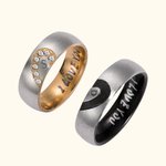 Paire de Bagues Personnalisées avec Initiales des Noms Bagues Demi-Cœur Message Gravé I Love You Cadeau Saint-Valentin pour Couple