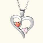 Collier de Coeur Personnalisé avec 2 Noms Gravés et Pierres de Naissance Cadeau Anniversaire Fête des Mères pour Femme